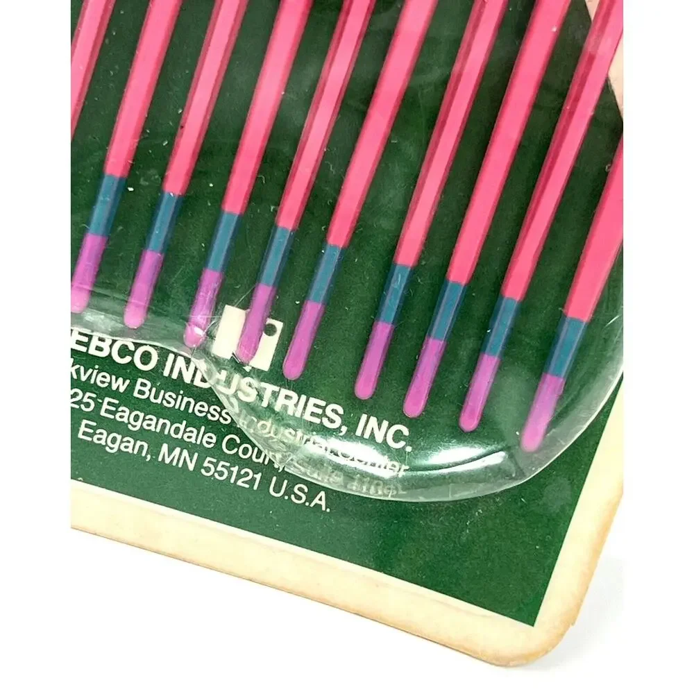 Vintage Mebco Hair Lift Pick Detangler Unbreakable Pink Dipped NOS NIP New